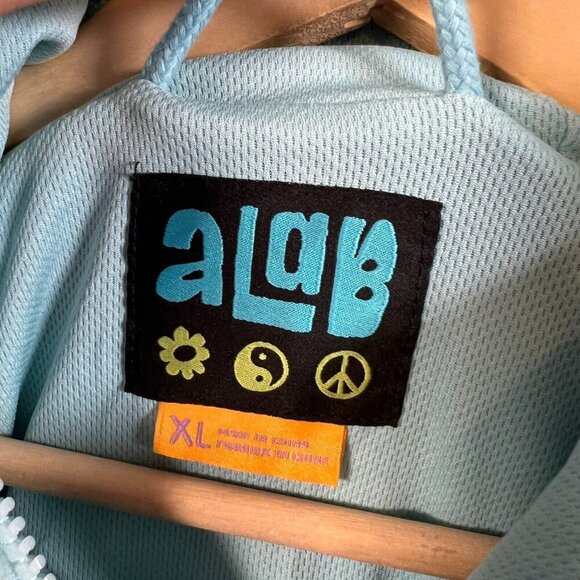 A. Lab Dazer Flower Fleece Zip Up Hoodie Jacket Size XL Blue Purple Kidcore - Picture 3 of 14